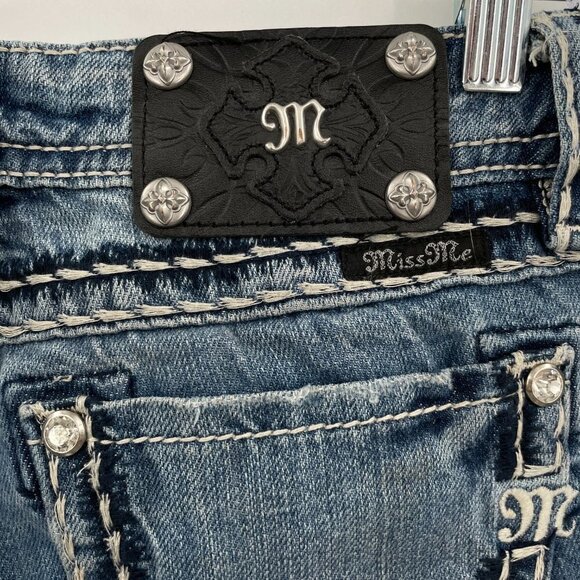 MISS ME Signature Cuffed Capri 100% Cotton Cropped Jeans Size 25 - Picture 6 of 8